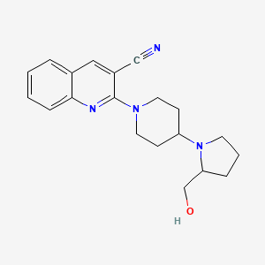 molecular formula C20H24N4O B2872101 2-[4-[2-(羟甲基)吡咯烷-1-基]哌啶-1-基]喹啉-3-碳腈 CAS No. 2379993-87-8