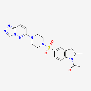 molecular formula C20H23N7O3S B2872105 1-(5-((4-([1,2,4]三唑并[4,3-b]哒嗪-6-基)哌嗪-1-基)磺酰基)-2-甲基吲哚啉-1-基)乙酮 CAS No. 1021217-56-0