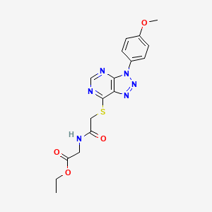 molecular formula C17H18N6O4S B2872109 乙基 2-(2-((3-(4-甲氧基苯基)-3H-[1,2,3]三唑并[4,5-d]嘧啶-7-基)硫代)乙酰氨基)乙酸酯 CAS No. 863500-61-2