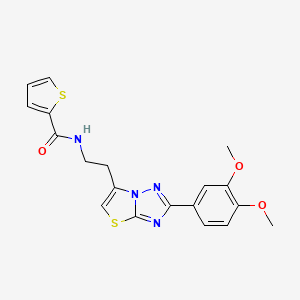 molecular formula C19H18N4O3S2 B2872114 N-(2-(2-(3,4-dimethoxyphenyl)thiazolo[3,2-b][1,2,4]triazol-6-yl)ethyl)thiophene-2-carboxamide CAS No. 894020-58-7