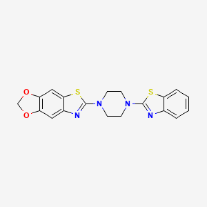 molecular formula C19H16N4O2S2 B2872117 6-[4-(1,3-Benzothiazol-2-yl)piperazin-1-yl]-[1,3]dioxolo[4,5-f][1,3]benzothiazole CAS No. 863001-59-6