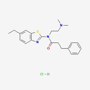 molecular formula C22H28ClN3OS B2872120 N-(2-(dimethylamino)ethyl)-N-(6-ethylbenzo[d]thiazol-2-yl)-3-phenylpropanamide hydrochloride CAS No. 1216570-98-7