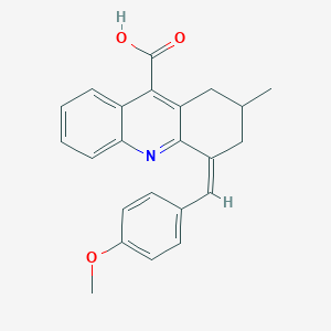 molecular formula C23H21NO3 B2872131 4-[(4-Methoxyphenyl)methylidene]-2-methyl-1,2,3,4-tetrahydroacridine-9-carboxylic acid CAS No. 721413-88-3