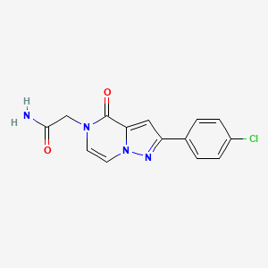 molecular formula C14H11ClN4O2 B2872136 2-(2-(4-chlorophenyl)-4-oxopyrazolo[1,5-a]pyrazin-5(4H)-yl)acetamide CAS No. 941982-39-4