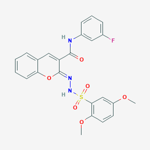 molecular formula C24H20FN3O6S B2872146 (2Z)-2-[(2,5-二甲氧基苯基)磺酰肼亚基]-N-(3-氟苯基)色满-3-甲酰胺 CAS No. 866342-30-5