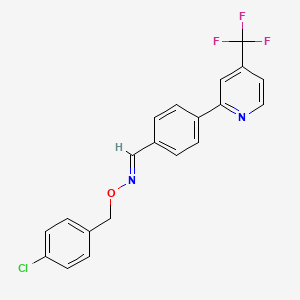 molecular formula C20H14ClF3N2O B2872148 (E)-[(4-chlorophenyl)methoxy]({4-[4-(trifluoromethyl)pyridin-2-yl]phenyl}methylidene)amine CAS No. 1092346-33-2