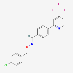 molecular formula C20H14ClF3N2O B2872148 (E)-[(4-氯苯基)甲氧基]({4-[4-(三氟甲基)吡啶-2-基]苯基}亚甲基)胺 CAS No. 1092346-33-2