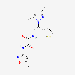 molecular formula C17H19N5O3S B2872157 N1-(2-(3,5-dimethyl-1H-pyrazol-1-yl)-2-(thiophen-3-yl)ethyl)-N2-(5-methylisoxazol-3-yl)oxalamide CAS No. 2034546-68-2