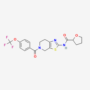 molecular formula C19H18F3N3O4S B2872164 N-(5-(4-(trifluoromethoxy)benzoyl)-4,5,6,7-tetrahydrothiazolo[5,4-c]pyridin-2-yl)tetrahydrofuran-2-carboxamide CAS No. 1421532-60-6