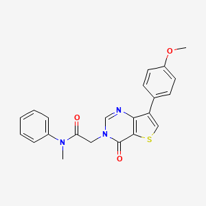 molecular formula C22H19N3O3S B2872169 2-[7-(4-methoxyphenyl)-4-oxothieno[3,2-d]pyrimidin-3(4H)-yl]-N-methyl-N-phenylacetamide CAS No. 1207048-88-1
