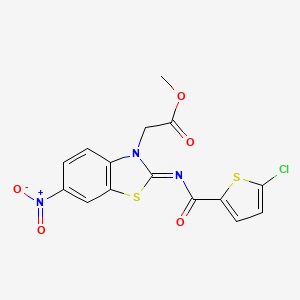 Methyl 2-[2-(5-chlorothiophene-2-carbonyl)imino-6-nitro-1,3-benzothiazol-3-yl]acetate