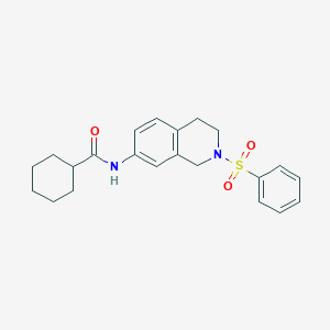 molecular formula C22H26N2O3S B2872177 N-(2-(phenylsulfonyl)-1,2,3,4-tetrahydroisoquinolin-7-yl)cyclohexanecarboxamide CAS No. 954638-70-1