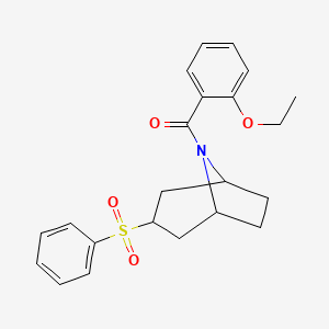 molecular formula C22H25NO4S B2872180 (2-乙氧苯基)((1R,5S)-3-(苯磺酰基)-8-氮杂双环[3.2.1]辛-8-基)甲甲酮 CAS No. 1448132-25-9