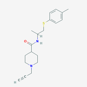 N-[1-(4-Methylphenyl)sulfanylpropan-2-yl]-1-prop-2-ynylpiperidine-4-carboxamide