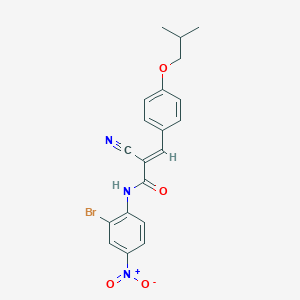molecular formula C20H18BrN3O4 B2872184 (E)-N-(2-bromo-4-nitrophenyl)-2-cyano-3-[4-(2-methylpropoxy)phenyl]prop-2-enamide CAS No. 380478-48-8
