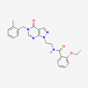 molecular formula C24H25N5O3 B2872189 2-ethoxy-N-(2-(5-(2-methylbenzyl)-4-oxo-4,5-dihydro-1H-pyrazolo[3,4-d]pyrimidin-1-yl)ethyl)benzamide CAS No. 922038-49-1