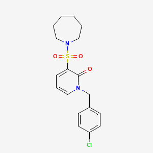 molecular formula C18H21ClN2O3S B2872201 3-(azepan-1-ylsulfonyl)-1-(4-chlorobenzyl)pyridin-2(1H)-one CAS No. 1251704-37-6