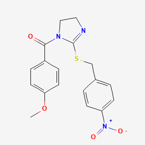 (4-methoxyphenyl)(2-((4-nitrobenzyl)thio)-4,5-dihydro-1H-imidazol-1-yl)methanone