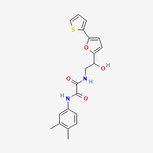 molecular formula C20H20N2O4S B2872216 N'-(3,4-Dimethylphenyl)-N-[2-hydroxy-2-(5-thiophen-2-ylfuran-2-yl)ethyl]oxamide CAS No. 2320575-96-8