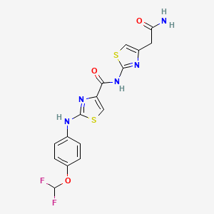 molecular formula C16H13F2N5O3S2 B2872219 N-(4-(2-amino-2-oxoethyl)thiazol-2-yl)-2-((4-(difluoromethoxy)phenyl)amino)thiazole-4-carboxamide CAS No. 1203219-36-6