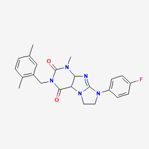 molecular formula C23H22FN5O2 B2872223 3-[(2,5-dimethylphenyl)methyl]-8-(4-fluorophenyl)-1-methyl-1H,2H,3H,4H,6H,7H,8H-imidazo[1,2-g]purine-2,4-dione CAS No. 872839-35-5