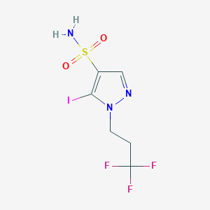 molecular formula C6H7F3IN3O2S B2872224 5-Iodo-1-(3,3,3-trifluoropropyl)pyrazole-4-sulfonamide CAS No. 1946812-57-2