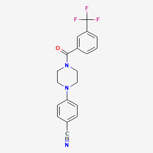 molecular formula C19H16F3N3O B2872226 4-{4-[3-(Trifluoromethyl)benzoyl]piperazino}benzenecarbonitrile CAS No. 551931-11-4
