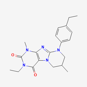 molecular formula C20H25N5O2 B2872229 3-ethyl-9-(4-ethylphenyl)-1,7-dimethyl-1H,2H,3H,4H,6H,7H,8H,9H-pyrimido[1,2-g]purine-2,4-dione CAS No. 848726-87-4