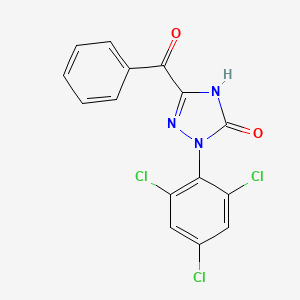 molecular formula C15H8Cl3N3O2 B2872230 5-Benzoyl-2-(2,4,6-trichlorophenyl)-1,2-dihydro-3H-1,2,4-triazol-3-one CAS No. 1000575-15-4