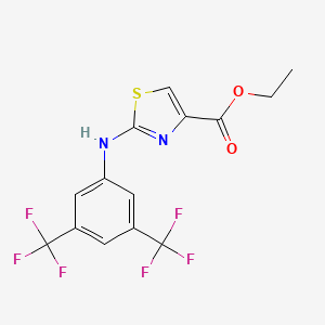 molecular formula C14H10F6N2O2S B2872231 Ethyl 2-[3,5-bis(trifluoromethyl)anilino]-1,3-thiazole-4-carboxylate CAS No. 1797363-53-1