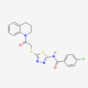 4-chloro-N-(5-((2-(3,4-dihydroquinolin-1(2H)-yl)-2-oxoethyl)thio)-1,3,4-thiadiazol-2-yl)benzamide