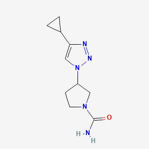 molecular formula C10H15N5O B2872245 3-(4-Cyclopropyltriazol-1-yl)pyrrolidine-1-carboxamide CAS No. 2408973-09-9