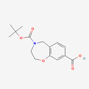 molecular formula C15H19NO5 B2872246 4-[(Tert-butoxy)carbonyl]-2,3,4,5-tetrahydro-1,4-benzoxazepine-8-carboxylic acid CAS No. 1205750-69-1