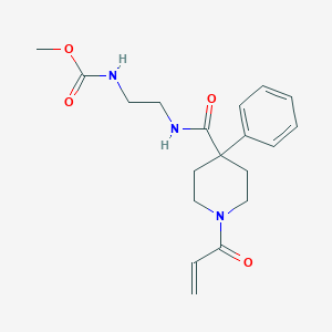 molecular formula C19H25N3O4 B2872247 Methyl N-[2-[(4-phenyl-1-prop-2-enoylpiperidine-4-carbonyl)amino]ethyl]carbamate CAS No. 2361821-41-0