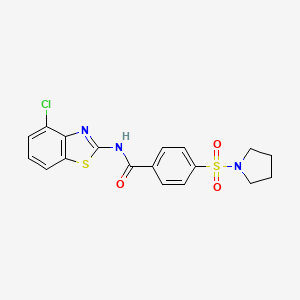 molecular formula C18H16ClN3O3S2 B2872251 N-(4-chlorobenzo[d]thiazol-2-yl)-4-(pyrrolidin-1-ylsulfonyl)benzamide CAS No. 361160-28-3