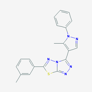 molecular formula C20H16N6S B287226 6-(3-methylphenyl)-3-(5-methyl-1-phenyl-1H-pyrazol-4-yl)[1,2,4]triazolo[3,4-b][1,3,4]thiadiazole 