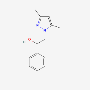 molecular formula C14H18N2O B2872267 2-(3,5-Dimethylpyrazol-1-yl)-1-(4-methylphenyl)ethanol CAS No. 122606-21-7