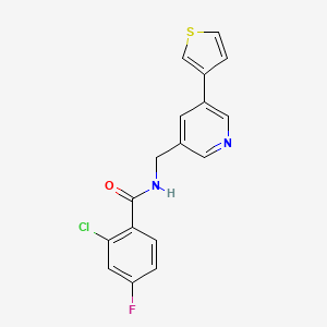 2-chloro-4-fluoro-N-((5-(thiophen-3-yl)pyridin-3-yl)methyl)benzamide