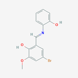 molecular formula C14H12BrNO3 B2872275 (E)-4-bromo-2-(((2-hydroxyphenyl)imino)methyl)-6-methoxyphenol CAS No. 1912457-33-0
