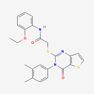 molecular formula C24H23N3O3S2 B2872277 2-{[3-(3,4-dimethylphenyl)-4-oxo-3,4-dihydrothieno[3,2-d]pyrimidin-2-yl]sulfanyl}-N-(2-ethoxyphenyl)acetamide CAS No. 1260908-13-1