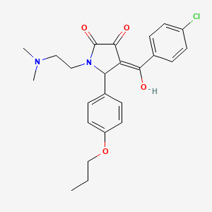 molecular formula C24H27ClN2O4 B2872279 4-(4-chlorobenzoyl)-1-(2-(dimethylamino)ethyl)-3-hydroxy-5-(4-propoxyphenyl)-1H-pyrrol-2(5H)-one CAS No. 614748-00-4