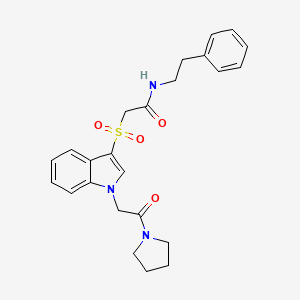 2-((1-(2-oxo-2-(pyrrolidin-1-yl)ethyl)-1H-indol-3-yl)sulfonyl)-N-phenethylacetamide
