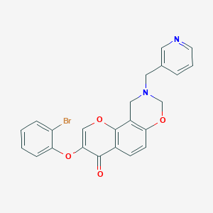 molecular formula C23H17BrN2O4 B2872288 3-(2-溴苯氧基)-9-(吡啶-3-基甲基)-9,10-二氢-4H,8H-色满并[8,7-e][1,3]恶嗪-4-酮 CAS No. 951979-25-2