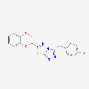 molecular formula C18H13FN4O2S B287230 6-(2,3-Dihydro-1,4-benzodioxin-2-yl)-3-(4-fluorobenzyl)[1,2,4]triazolo[3,4-b][1,3,4]thiadiazole 