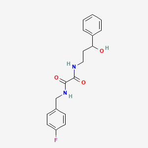 molecular formula C18H19FN2O3 B2872300 N1-(4-fluorobenzyl)-N2-(3-hydroxy-3-phenylpropyl)oxalamide CAS No. 1396805-74-5