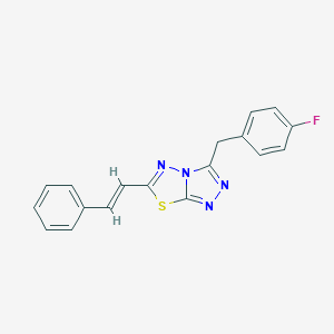 molecular formula C18H13FN4S B287231 3-(4-Fluorobenzyl)-6-(2-phenylvinyl)[1,2,4]triazolo[3,4-b][1,3,4]thiadiazole 