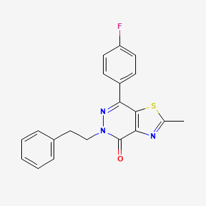 molecular formula C20H16FN3OS B2872312 7-(4-氟苯基)-2-甲基-5-苯乙基噻唑并[4,5-d]嘧啶-4(5H)-酮 CAS No. 941949-75-3