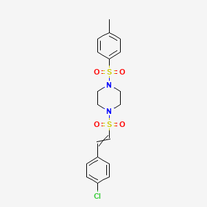 molecular formula C19H21ClN2O4S2 B2872314 1-[2-(4-Chlorophenyl)ethenesulfonyl]-4-(4-methylbenzenesulfonyl)piperazine CAS No. 1428114-35-5