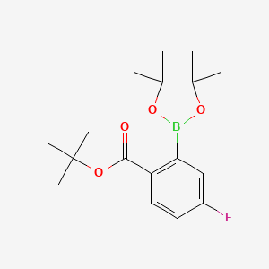 molecular formula C17H24BFO4 B2872315 叔丁基-4-氟-2-(四甲基-1,3,2-二氧杂硼杂环-2-基)苯甲酸酯 CAS No. 2377607-40-2