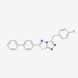 molecular formula C22H15FN4S B287232 6-[1,1'-Biphenyl]-4-yl-3-(4-fluorobenzyl)[1,2,4]triazolo[3,4-b][1,3,4]thiadiazole 